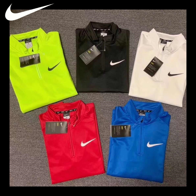 Áo Khoác Thể Thao Nike 100% Phối Khóa Kéo Cổ Đứng Thời Trang Cho Nam Nữ