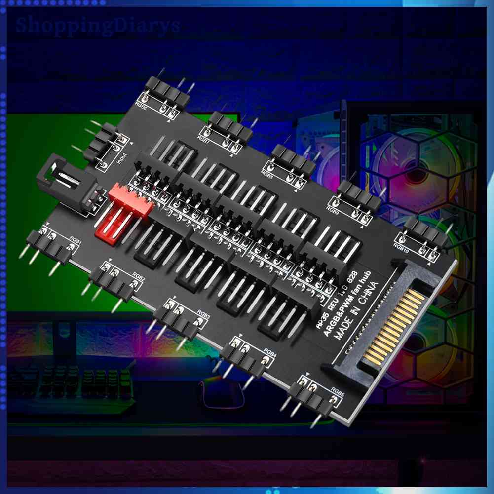 Bộ Điều Khiển Quạt Đèn LED 2 Trong 1 5V 3PIN ARGB SATA HUB 12V 4PIN PWM Máy Tính