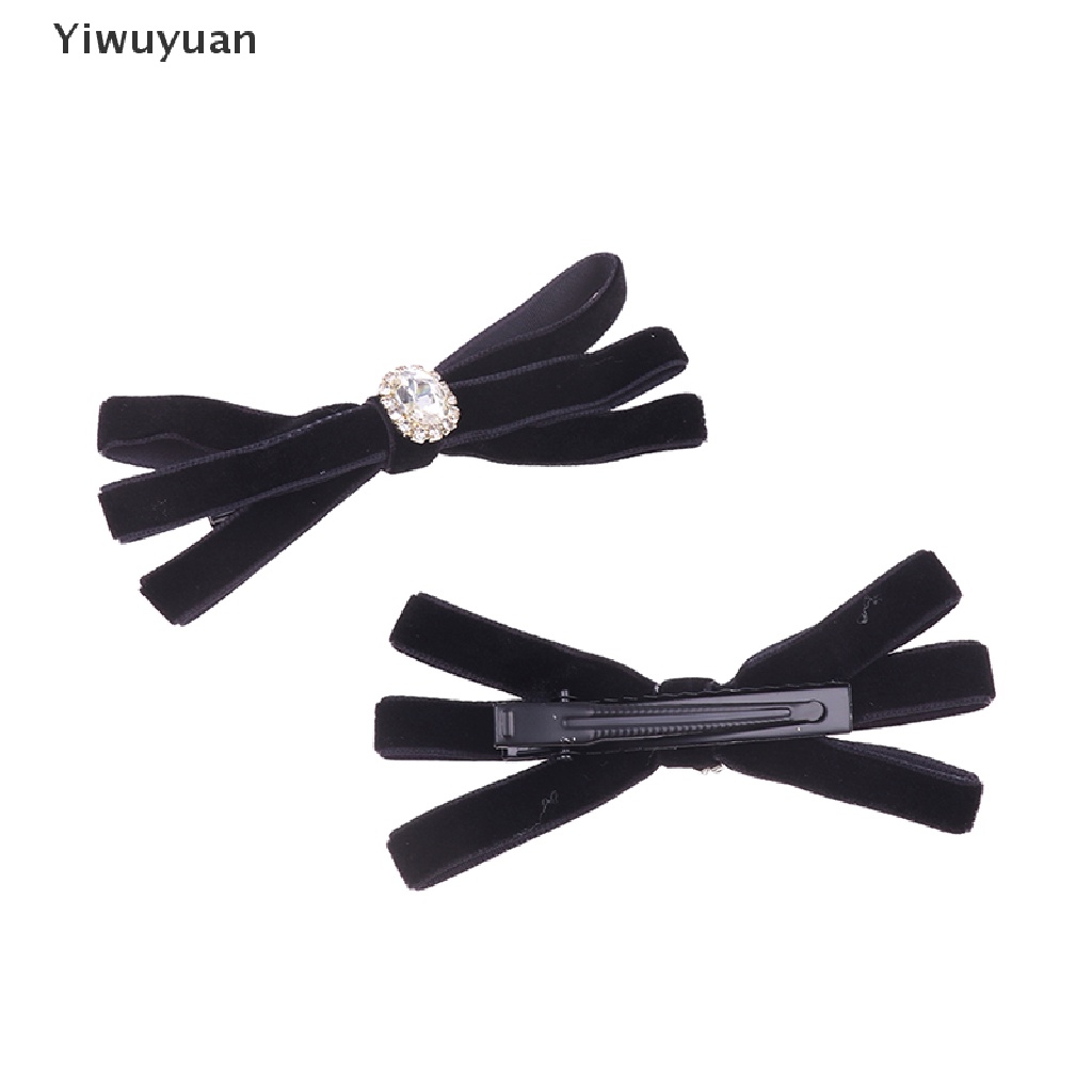 1 Kẹp Tóc Nơ Đen Đính Đá Thời Trang