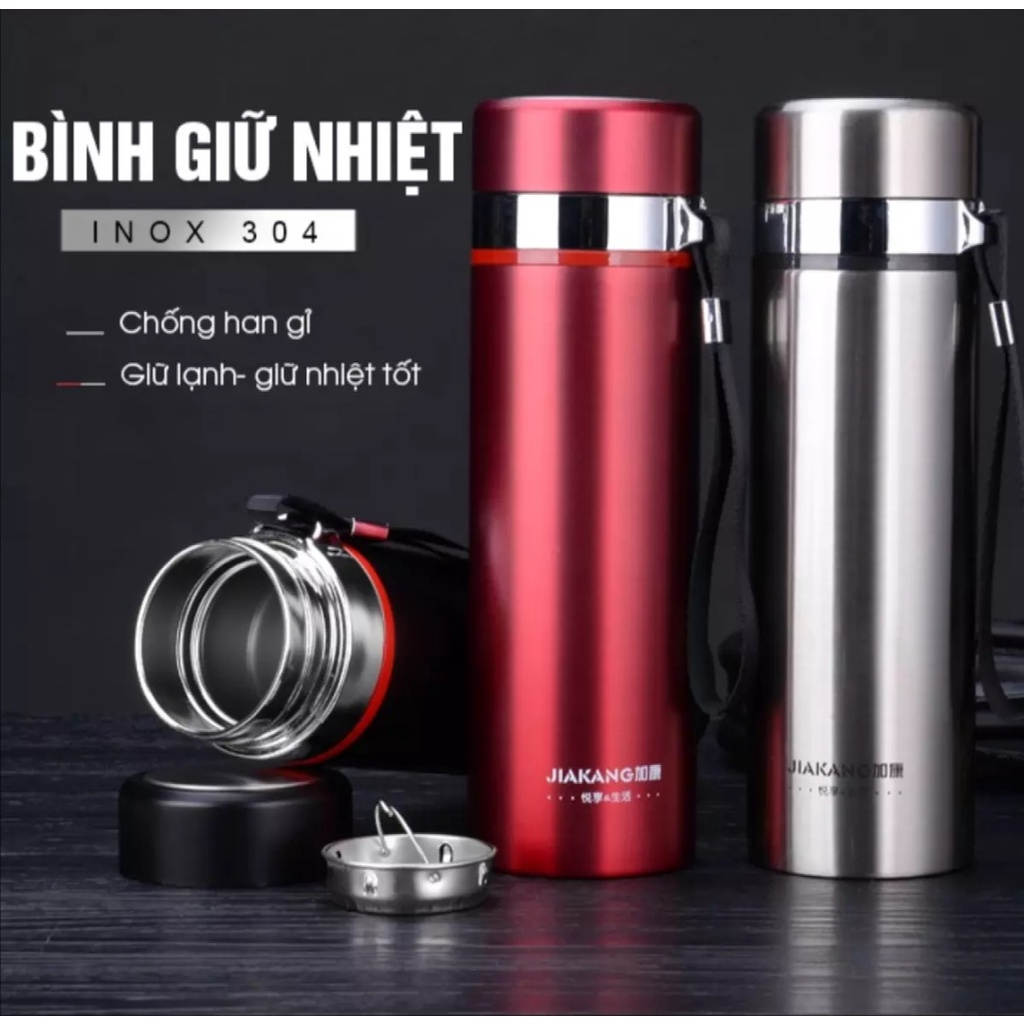 Bình giữ nhiệt cao cấp inox 304. Dung tích 1 Lít. Giữ nhiệt lên đến 12h. Thiết kế 2 lớp. Bền đẹp, tiện dụng mang đi làm
