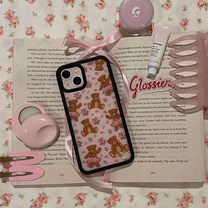 Ốp Điện Thoại Mềm Viền Đen Hình Gấu Hoạt Hình Dễ Thương Cho iphone 14pro / 13pro / 14promax / 13promax / 12 / 11 / xsmax / xr