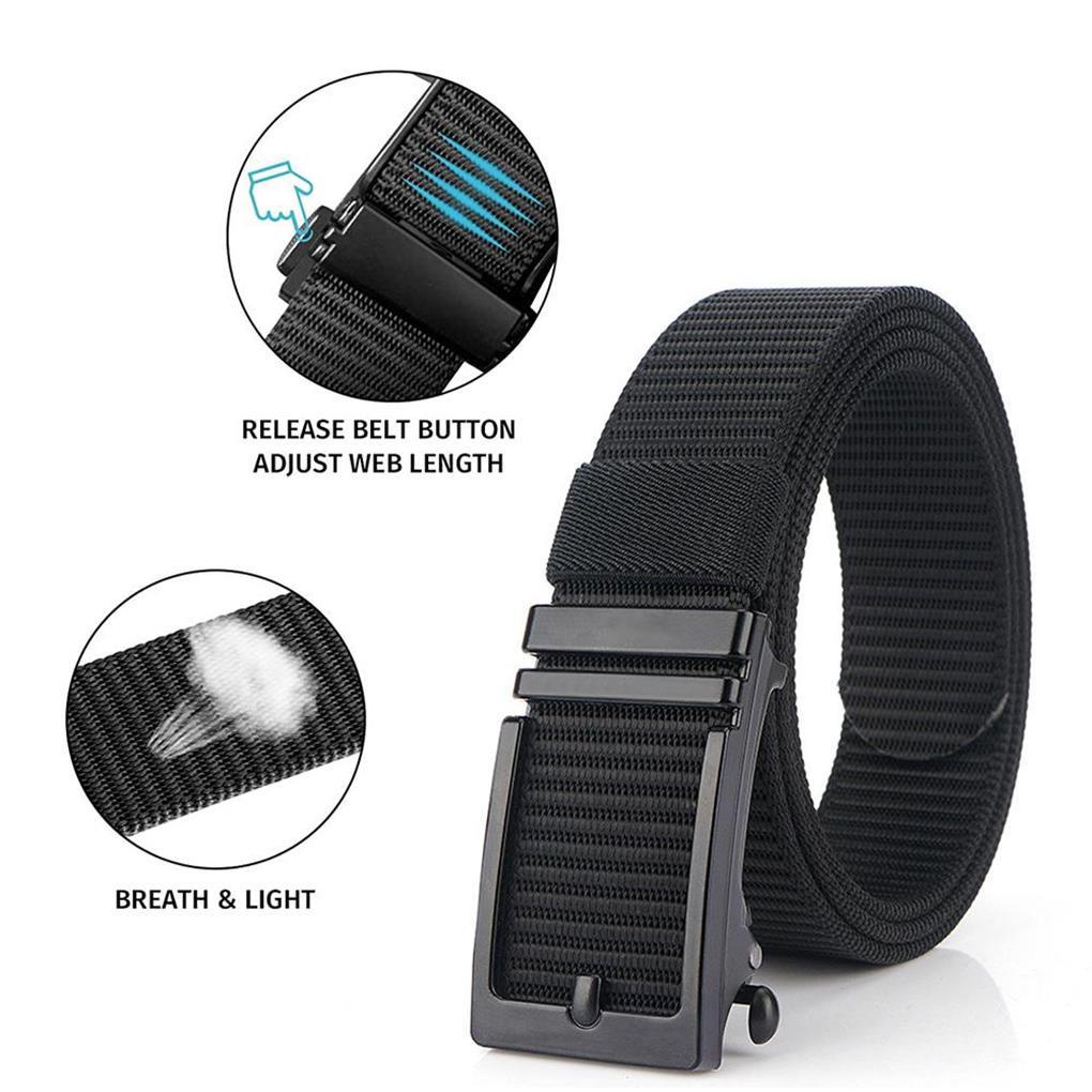 Thắt Lưng Nylon Màu Trơn Khóa Trượt Tự Động Lâu Trôi Thời Trang Cho Nam