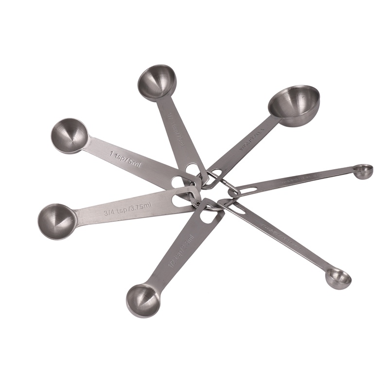 Bộ 7 Muỗng Đo Lường Bằng Thép Không Gỉ Có Thể Xếp Chồng Lên Nhau Kèm Giá Đỡ Nhẫn Có Thể Tháo Rời