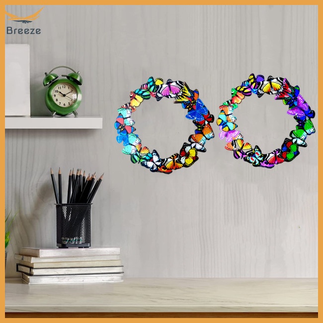 Set 2 Phụ Kiện Treo Tường Trang Trí Hình Bướm Nhiều Màu Nghệ Thuật