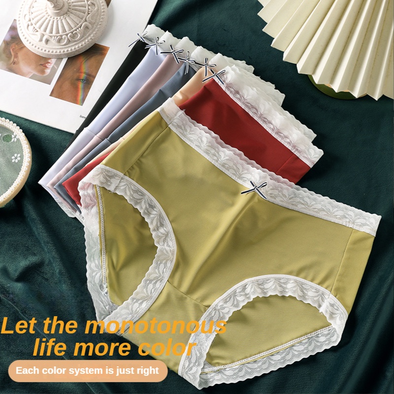Quần Lót Lưng Vừa Phối Ren Thoáng Khí Gợi Cảm Cho Nữ