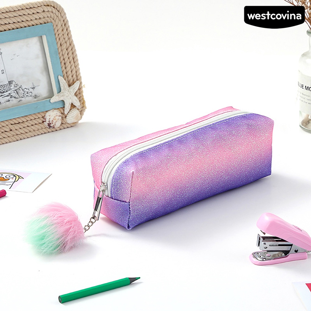 [COD] [COD]♪Bóp Viết Đa Năng Có Khóa Kéo Đính Bóng Lông Lấp Lánh