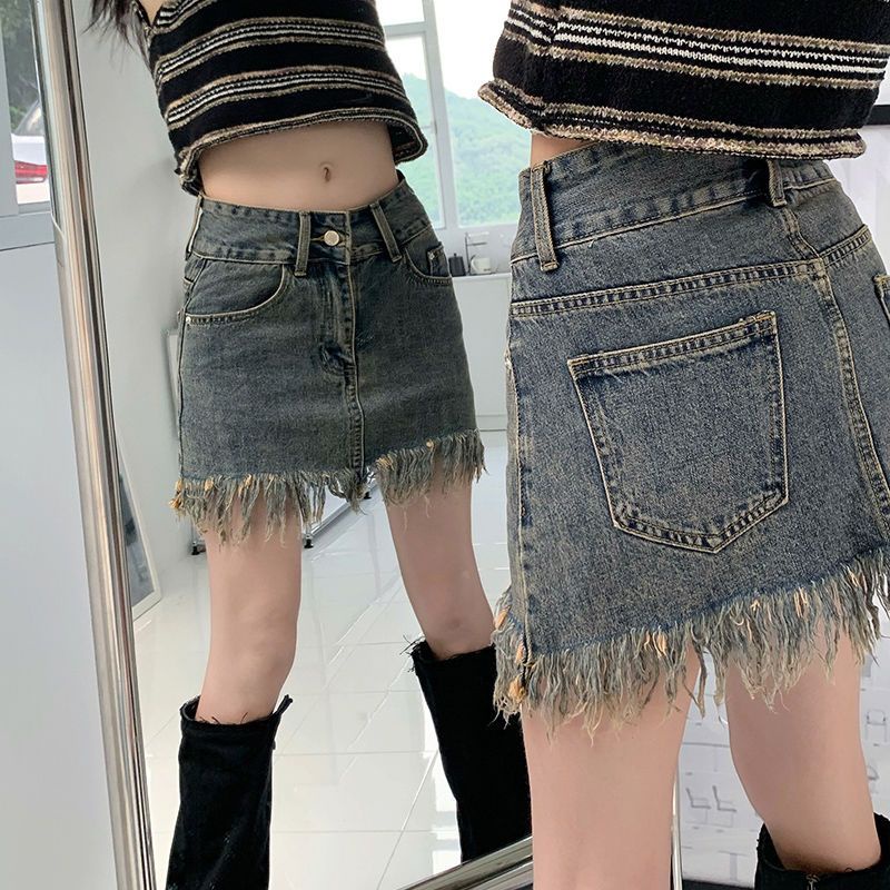 Chân váy jean Chữ A Lưng Cao Thời Trang Mùa Hè Hàng Mới Dành Cho Bạn Nữ