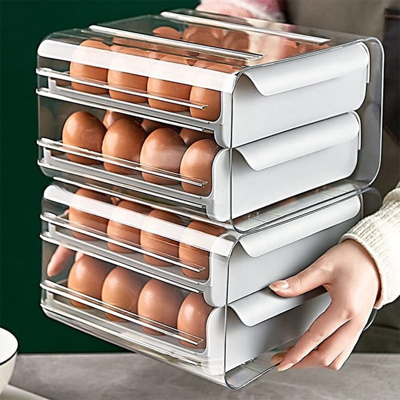Bộ 2 Hộp Đựng Trứng Nhiều Tầng Tiết Kiệm Không Gian Tiện Dụng