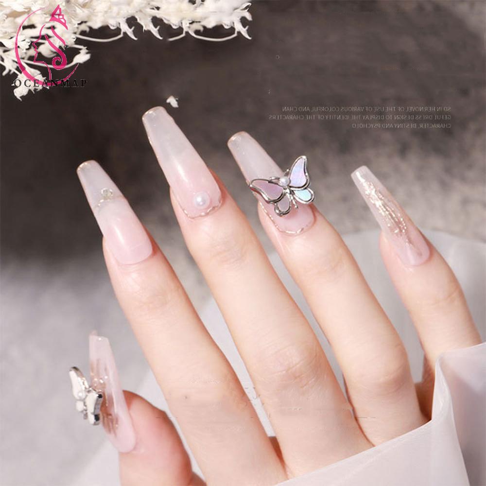 CHARMS 1 Phụ Kiện Trang Trí Móng Tay Hình Bướm 3D Bằng Hợp Kim