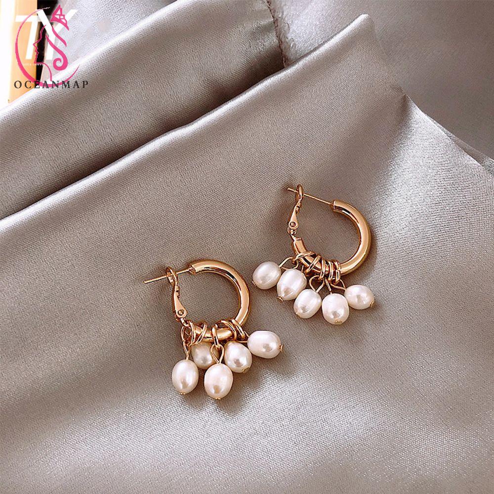 Khuyên Tai Nữ Trang Đính Ngọc Trai Tạo Hình Độc Đáo