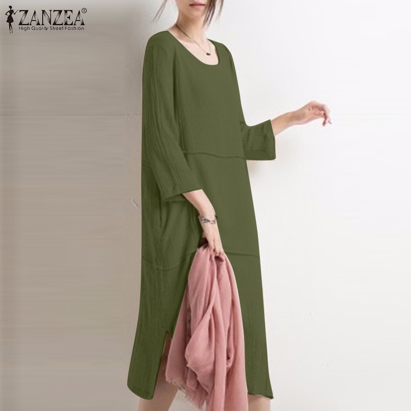 Zanzea Đầm Tay 3 / 4 Thời Trang Nữ Tính