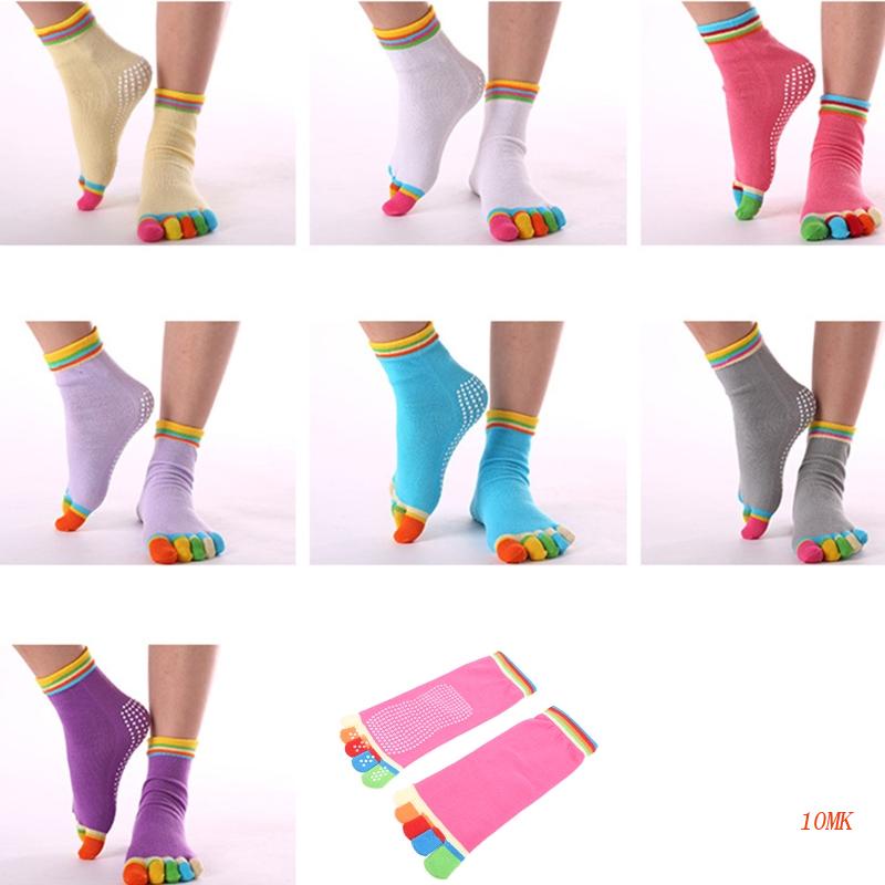 Xiangbao Vớ Yoga Co Giãn Năm Ngón Chống Trượt Cầu Vồng Nhiều Màu Sắc Với Tay Cầm Silicone Dành Cho Nữ