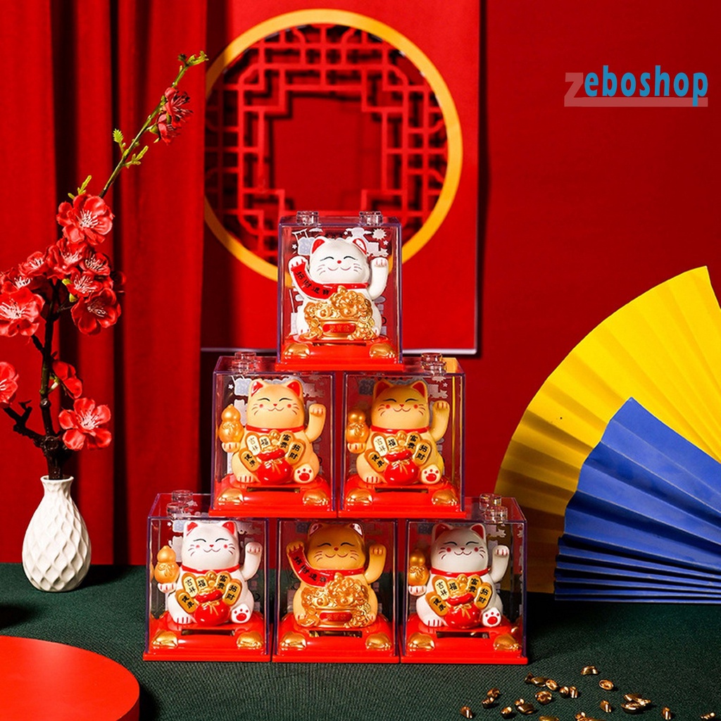 [ZEBO] Tượng Mèo May Mắn Hoạt Hình Sử Dụng Năng Lượng Mặt Trời
