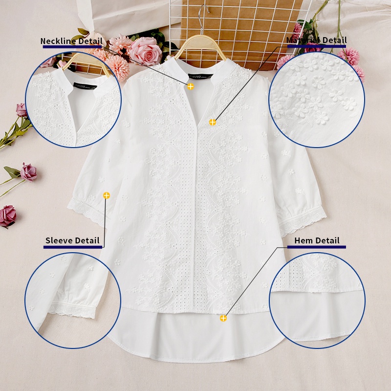 Zanzea Áo Nữ Tay Phồng Cổ Chữ V Thời Trang Phong Cách Hàn Quốc