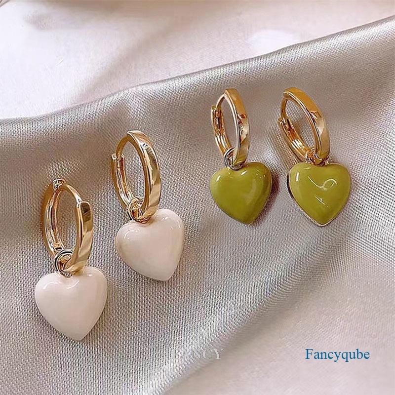 Khuyên Tai Hình Vuông / Trái Tim Đơn Giản Thời Trang Phong Cách Hàn Quốc Cho Nữ