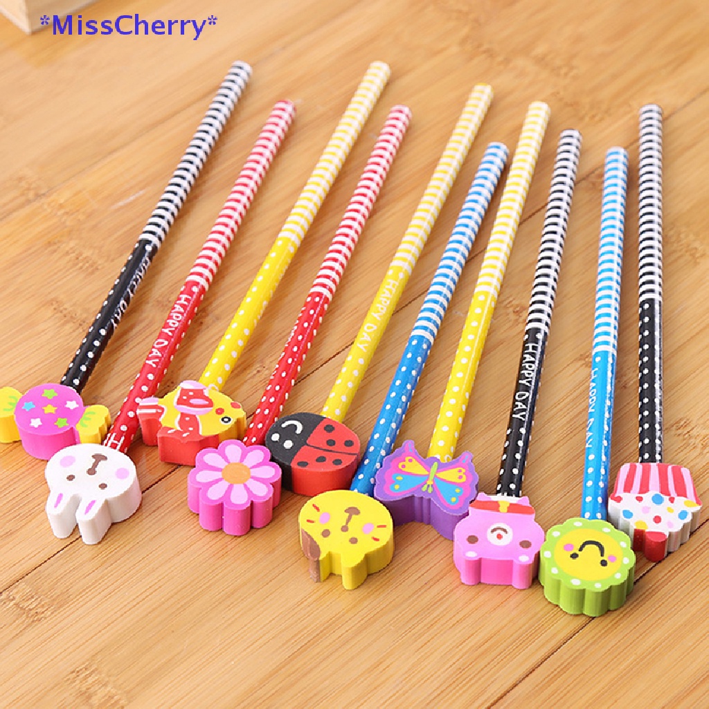 Set 10 Bút Chì 2 Trong 1 in Hình Động Vật Hoạt Hình Đáng Yêu Dành Cho Trẻ Em Mới