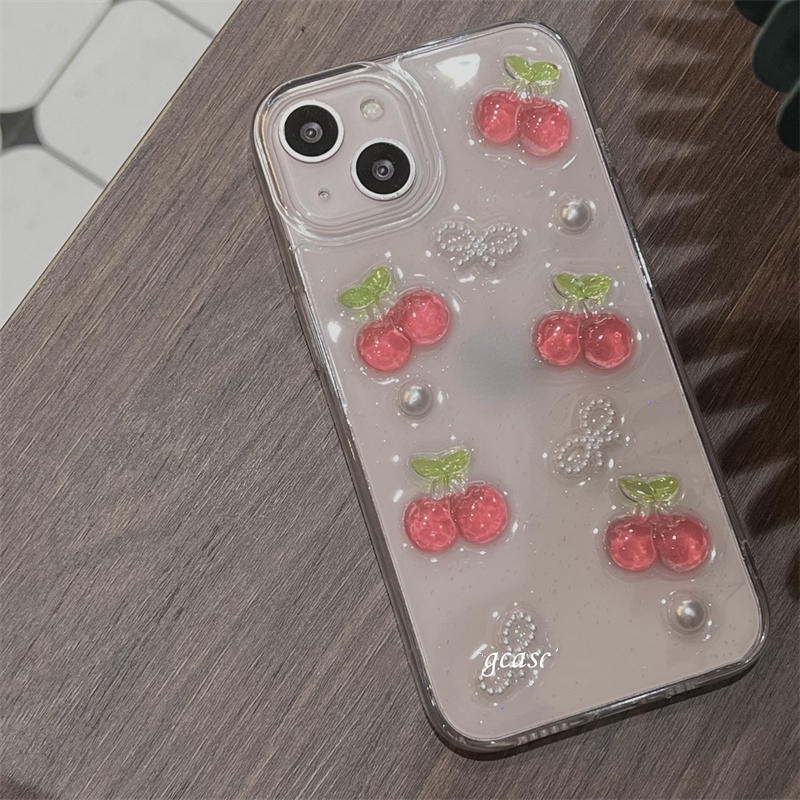 Ốp Điện Thoại TPU Mềm Hình Trái Cherry 3D Cho iPhone 14 13 12 11 Pro MAX Plus X XS MAX XR 7 8 Plus SE 2022 2020 14Plus 13Mini 12Mini