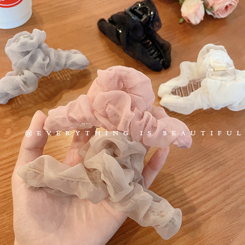 kẹp tóc càng cua kẹp càng cua hàn quốc kẹp tóc hàn quốc kẹp tóc kẹp càng cua cỡ lớn phụ kiện  Kẹp Tóc Cá Mập Xếp Ly Bằng Acrylic Phối Voan Thời Trang