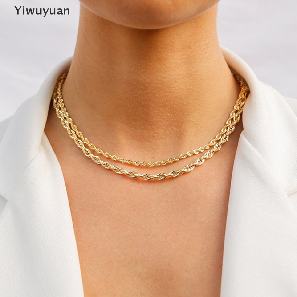< Yiwuyuan > Vòng Cổ Choker Dây Thừng Bằng Thép Không Gỉ 316L Không Phai Màu Sắc Trang Sức Vàng 3 / 4MM Cho Nam Và Nữ