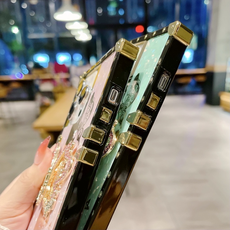 Ốp Điện Thoại Dạng Vuông Có Giá Đỡ Hình Hoa Bướm Cho iPhone 14promax 14pro 14 plus 13 13promax 12 / 12pro 11promax Xsmax XR