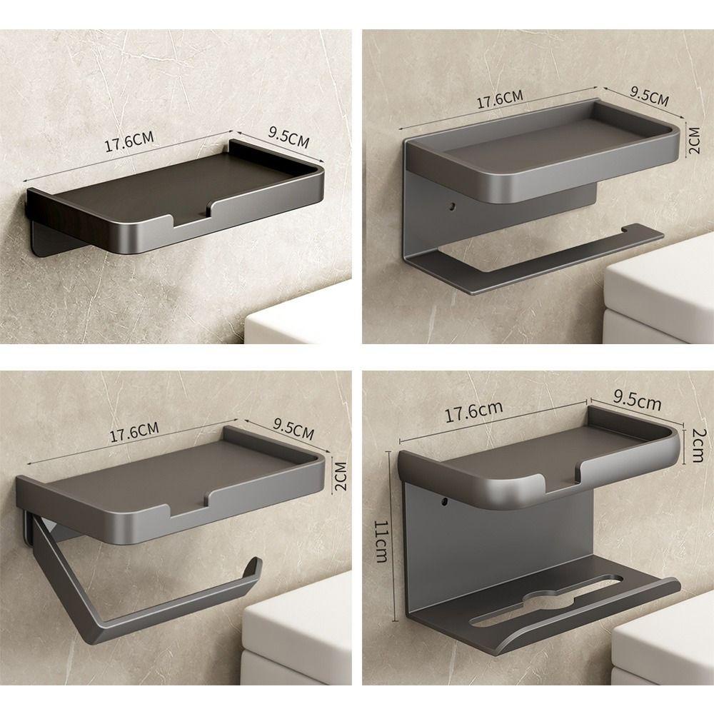 Giá Đỡ Cuộn Giấy Vệ Sinh Tự Dính Không Cần Khoan Lỗ Kèm Khay Đựng Điện Thoại Cho Nhà Tắm