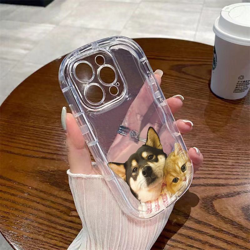 ✅Ốp Điện Thoại Mềm Trong Suốt Chống Sốc Hình Chó Mèo Cho Iphone xr / 7 / 8p11 12iPhone14 xs13 promax