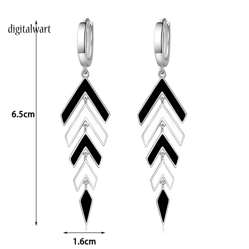 Kỹ Thuật Số| 1 Cặp Bông Tai Dáng Dài Phối Tua Rua Màu Trắng Đen Phong Cách Retro