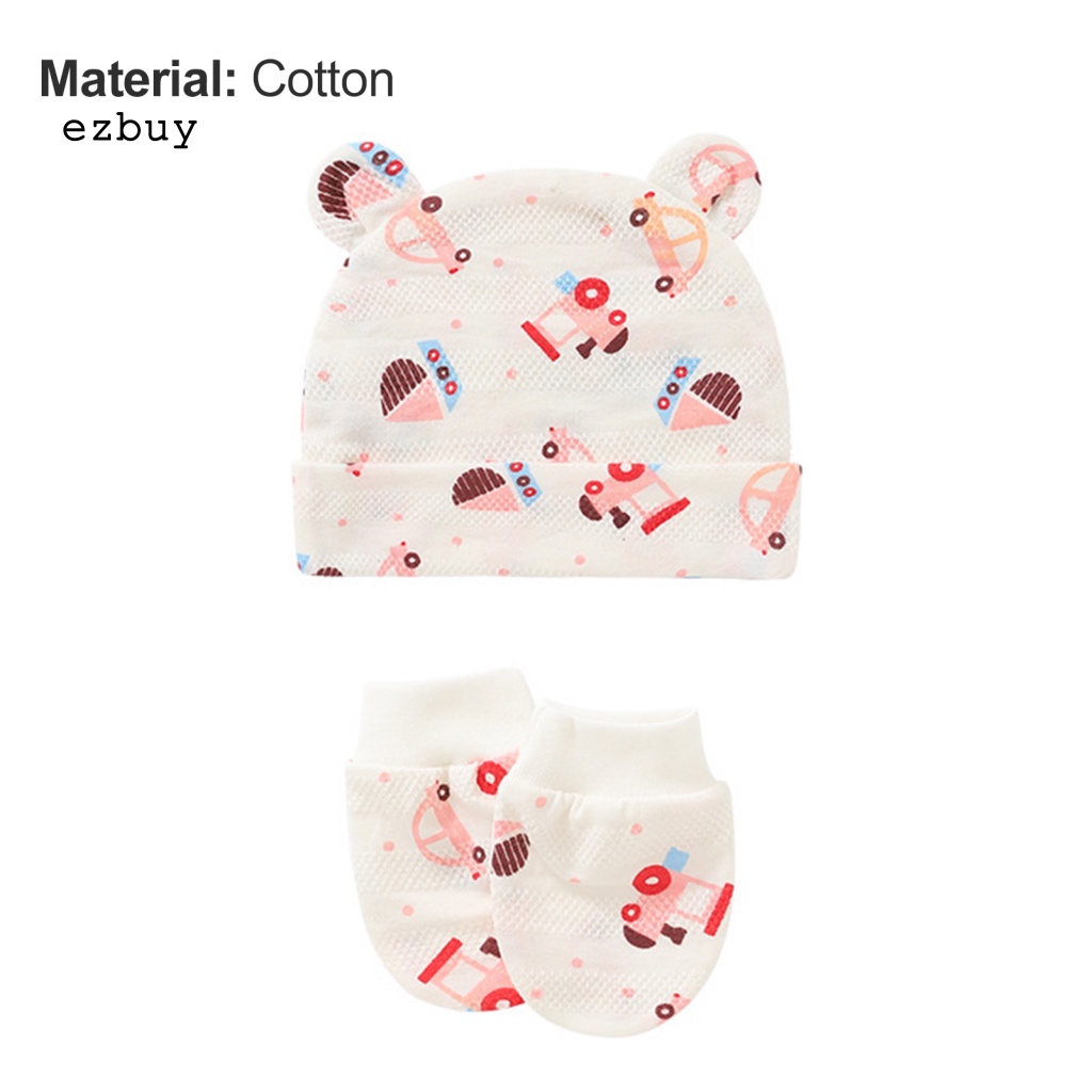 Bộ 2 Găng Tay Cotton In Họa Tiết Dễ Thương Chống Trầy Xước Cho Bé Sơ Sinh