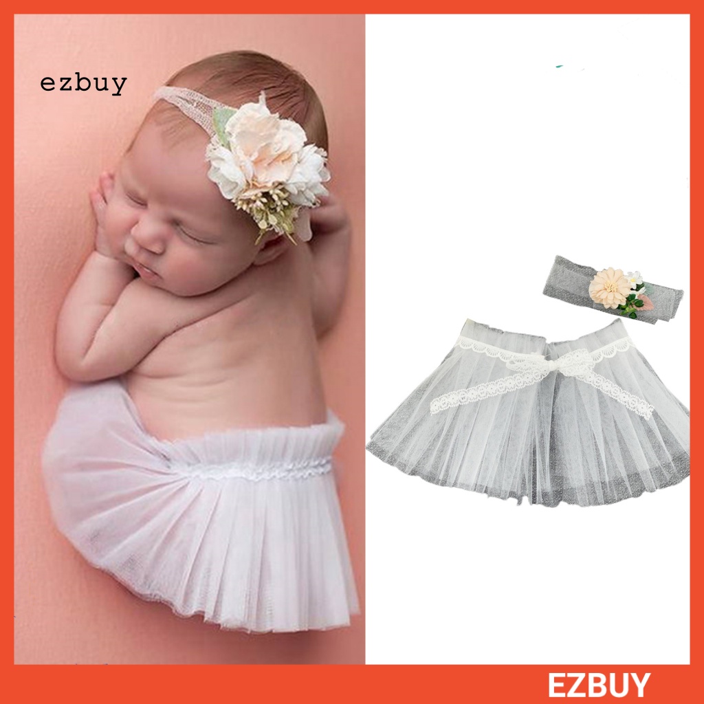 1 Set Váy Tutu Siêu Mềm Kèm Băng Đô Hoa Làm Đạo Cụ Chụp Ảnh Cho Bé Gái