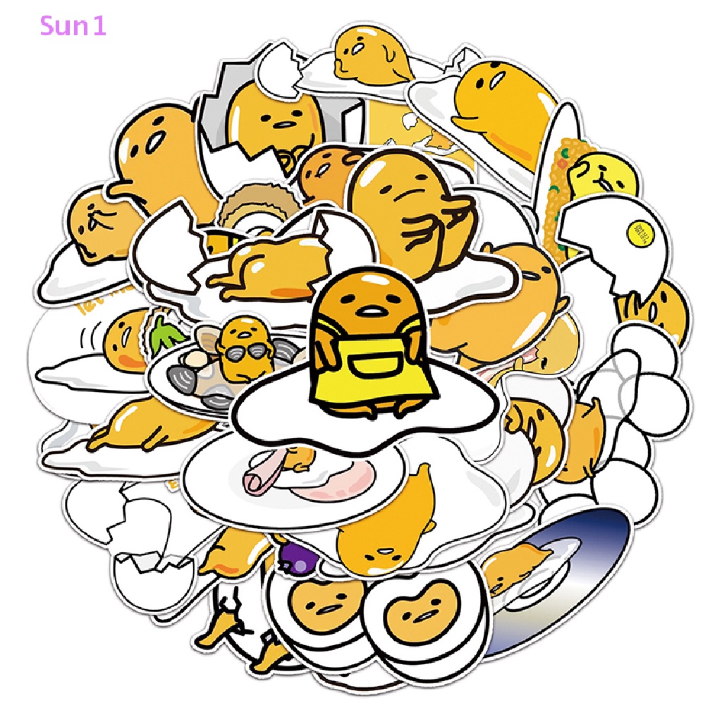 Bộ 50 Miếng Dán Chống Nước Họa Tiết Hoạt Hình Anime Gudetama Sun1