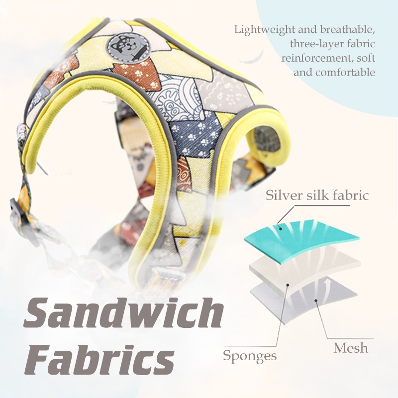 HamshMoc Đai Dắt Chó Đi Dạo Dạo Bằng Lưới Nhẹ Thoáng Khí Có Thể Điều Chỉnh