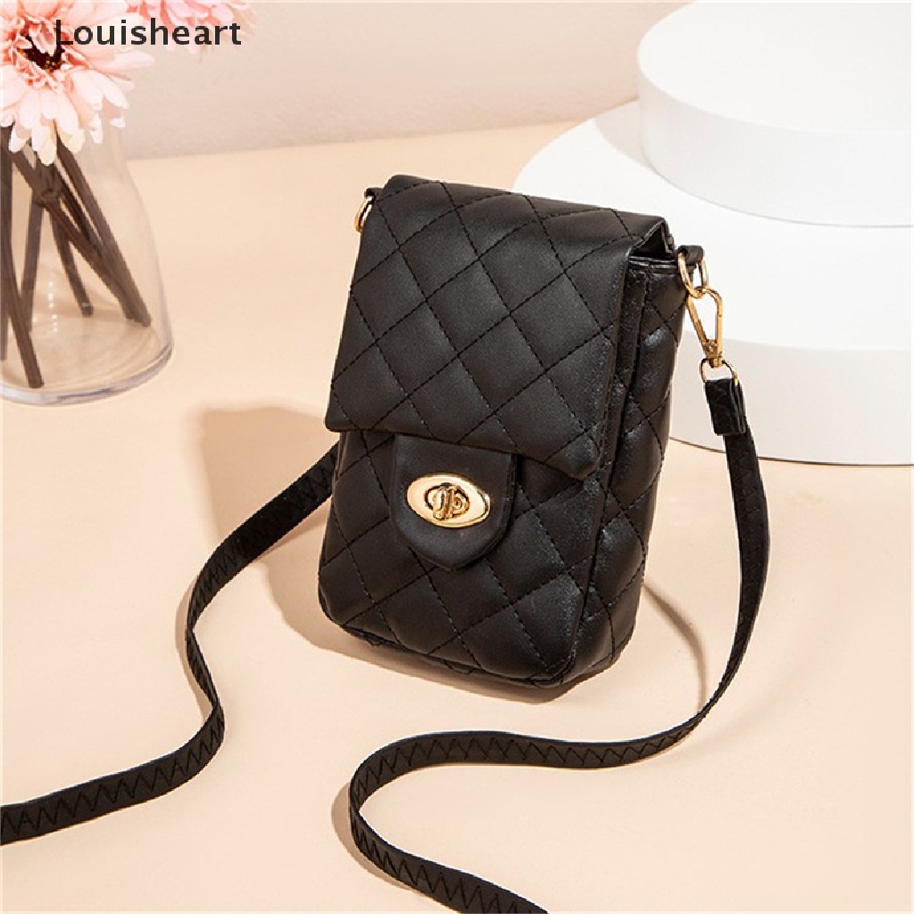 Túi Đeo Chéo Louisheart Nhỏ Xinh Đựng Điện Thoại Màu Trơn Đính Đá Thời Trang Retro Cho Nữ