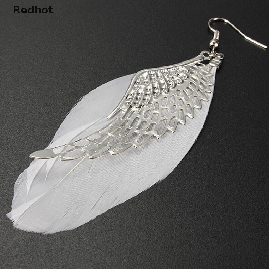 &lt; Redhot &gt; Hoa Tai Dáng Dài Hình Cánh Thiên Thần Lông Vũ Màu Trắng Thời Trang Cho Nữ Đang Giảm Giá