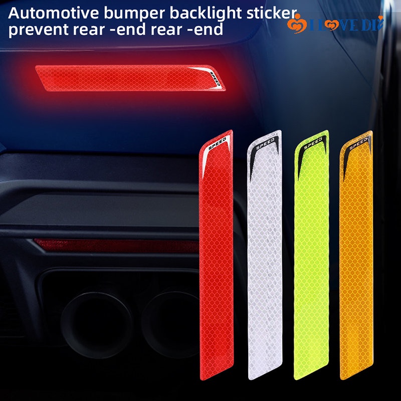 2 Pcs/ Kit Convenient Car Rear Bumper Safety Anti-collision Reflective Decal/ Automobile Self Adhesive Waterproof Night Warning Sticker