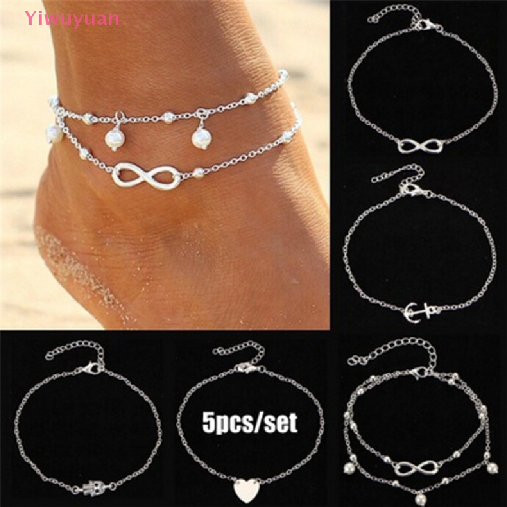 Bộ 5 Vòng Đeo Cổ Chân Thời Trang Đi Biển Mới