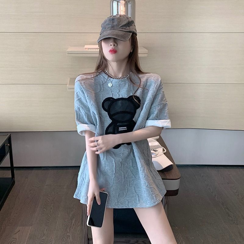 Áo Thun Tay Ngắn Cổ Tròn Dáng Rộng Thời Trang Thu Đông Cho Nữ