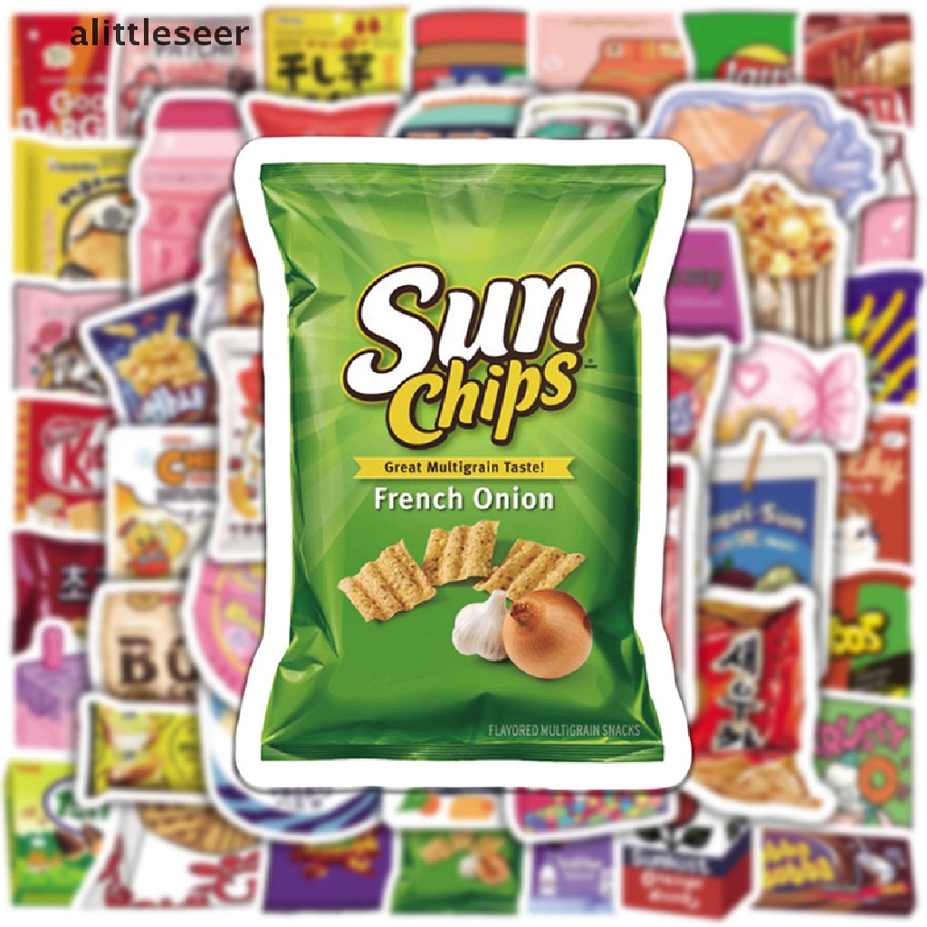Set 50 Sticker Dán Tường Chống Thấm Nước Hình Đồ Ăn Vặt Graffiti Dùng Để Trang Trí Điện Thoại / Ô Tô