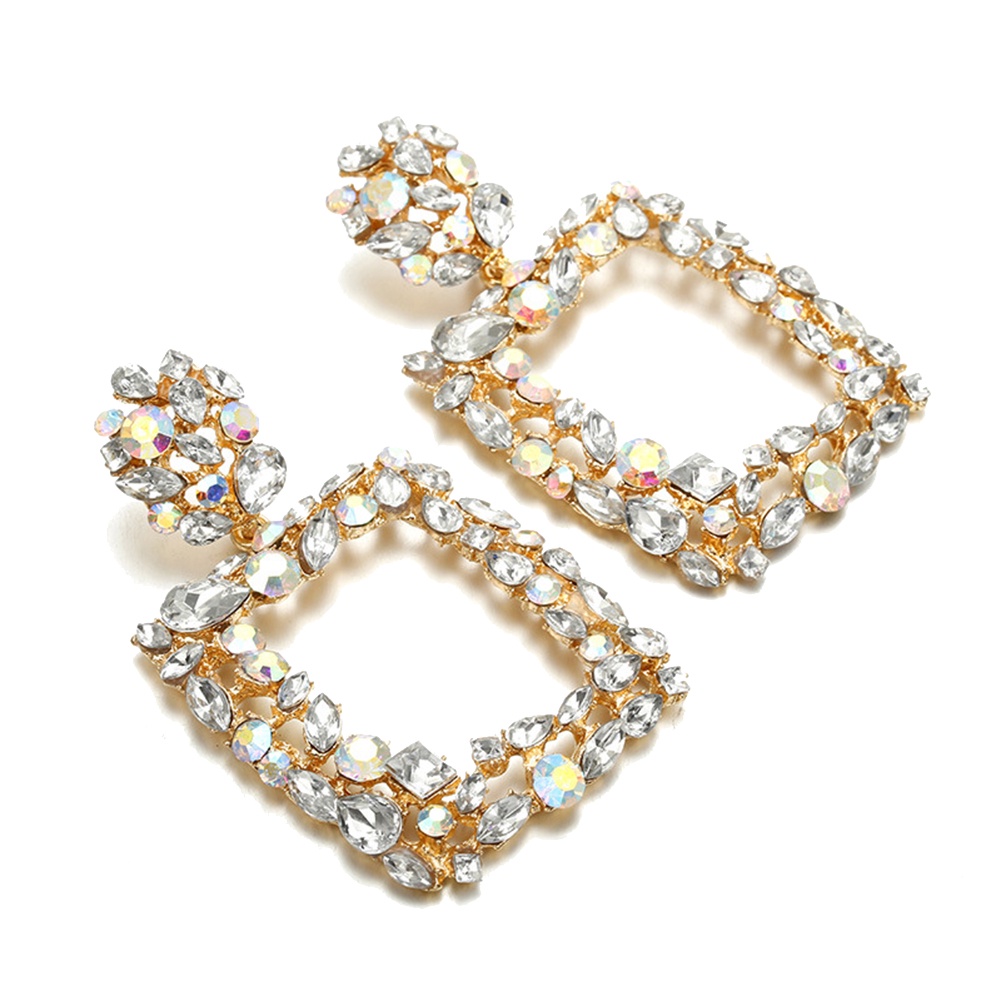 Khuyên Tai Nữ Hình Vuông Đính Ngọc Thời Trang Bohemia