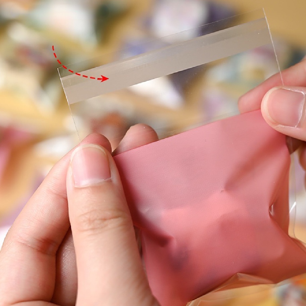 Set 100 Túi Trong Suốt Họa Tiết Đáng Yêu Đựng Bánh Kẹo Tiện Lợi HSU