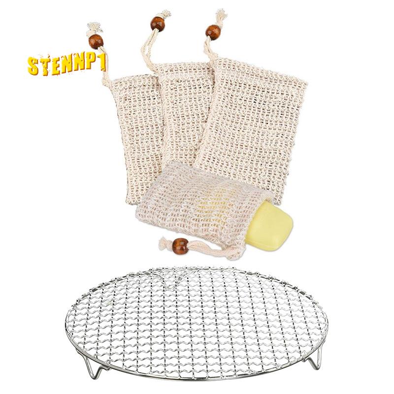 Set 4 Túi Lưới Tròn Đựng Xà Phòng Đa Năng Bằng Thép Không Gỉ 304