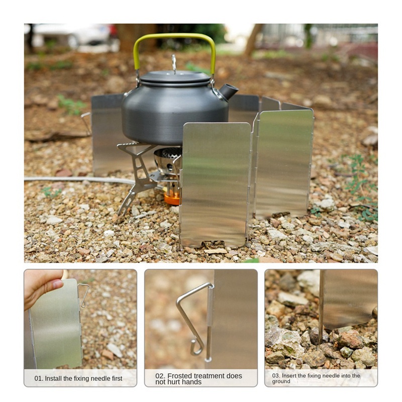 Set 9 Tấm Chắn Gió Cho Bếp Ga Có Thể Gấp Gọn Tiện Dụng Khi Đi Cắm Trại