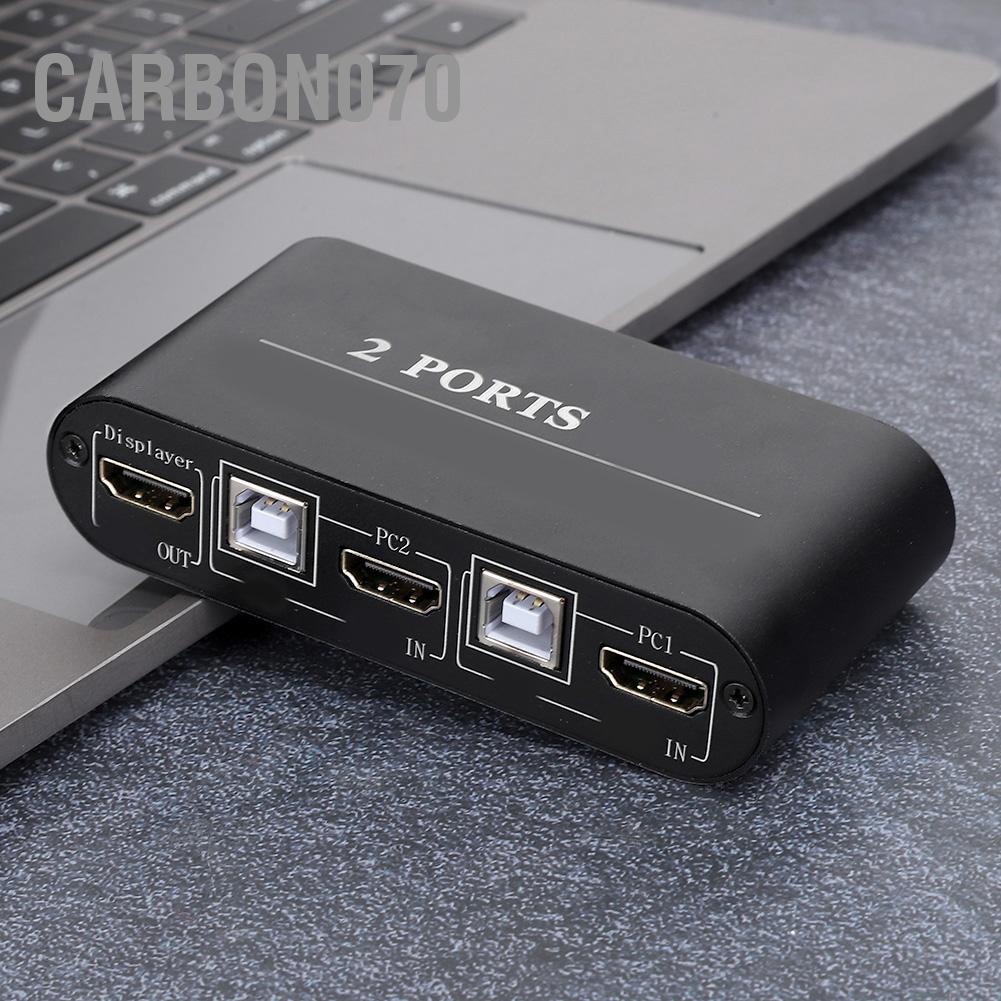 Carbon070 Bộ chuyển HDMI Chia sẻ 2 cổng 4K nhỏ 2‑in‑1‑Out 2‑in‑Out cho Bàn phím / Chuột USB Máy in Video