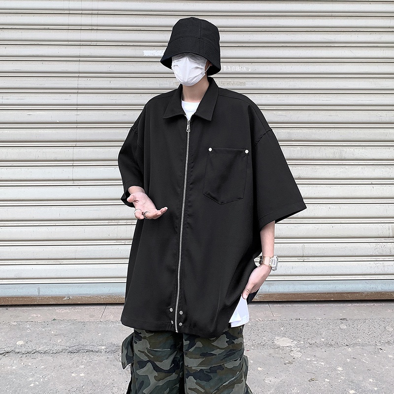 Áo Sơ Mi Tay Ngắn Dáng Rộng Phong Cách Retro Nhật Bản Thời Trang Mùa Hè Cho Nam