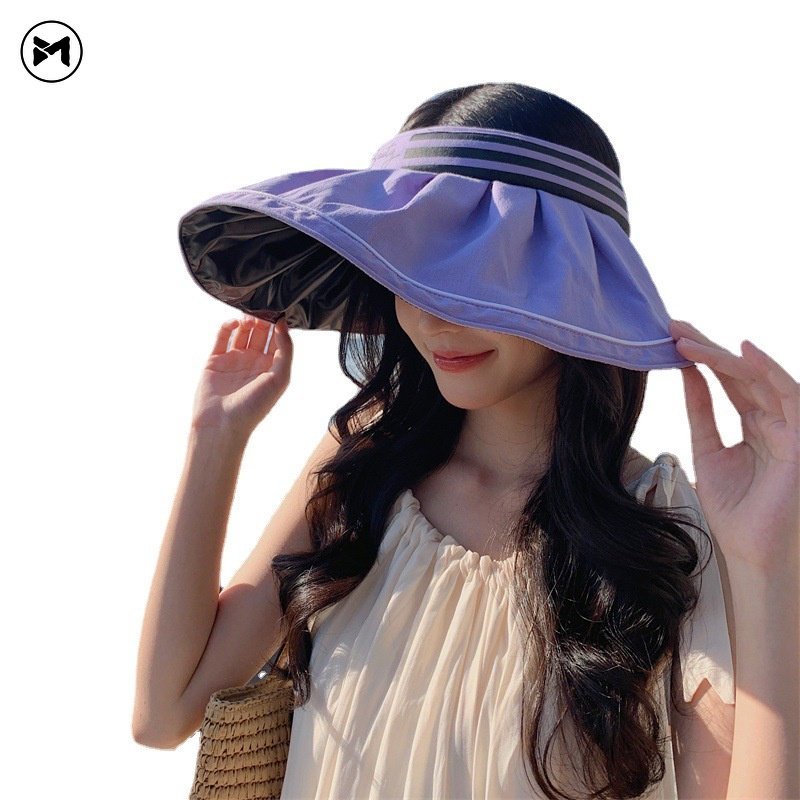 Mũ Vành Rộng Chống Nắng Tia UV Bằng Cao Su Màu Đen Thời Trang Mới 2023 Cho Nữ