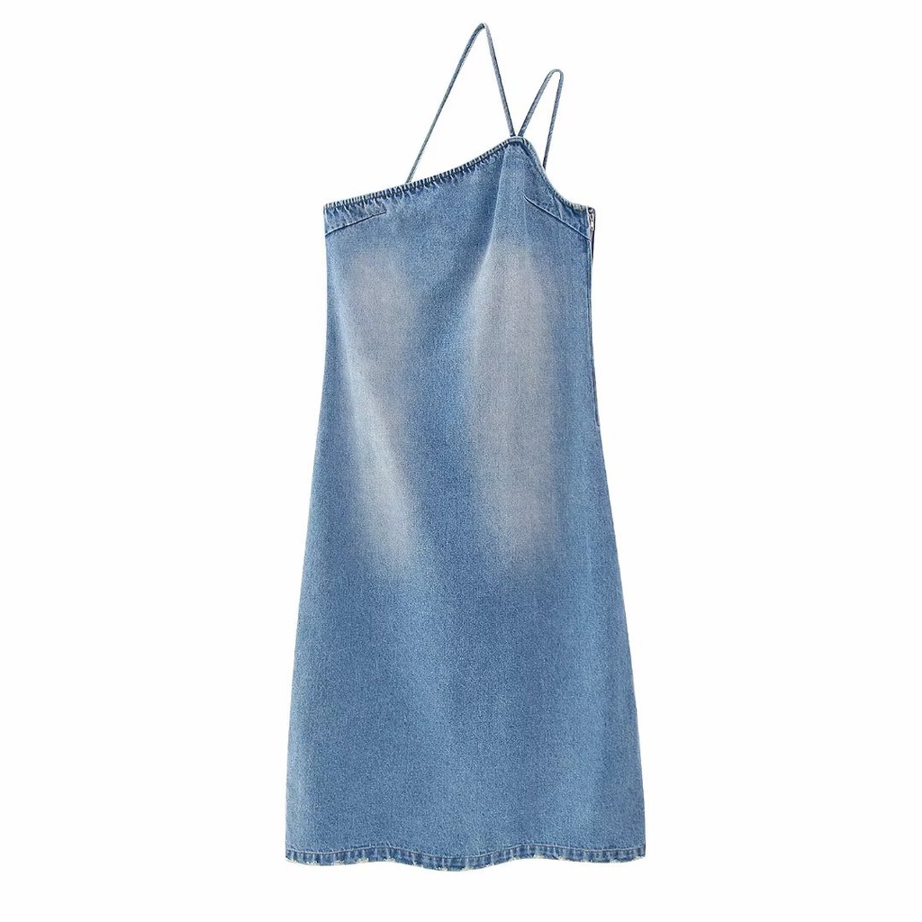 Đầm Denim Sáo Không Đối Xứng Phong Cách Âu Mỹ Hàng Mới 2023 N8-65710