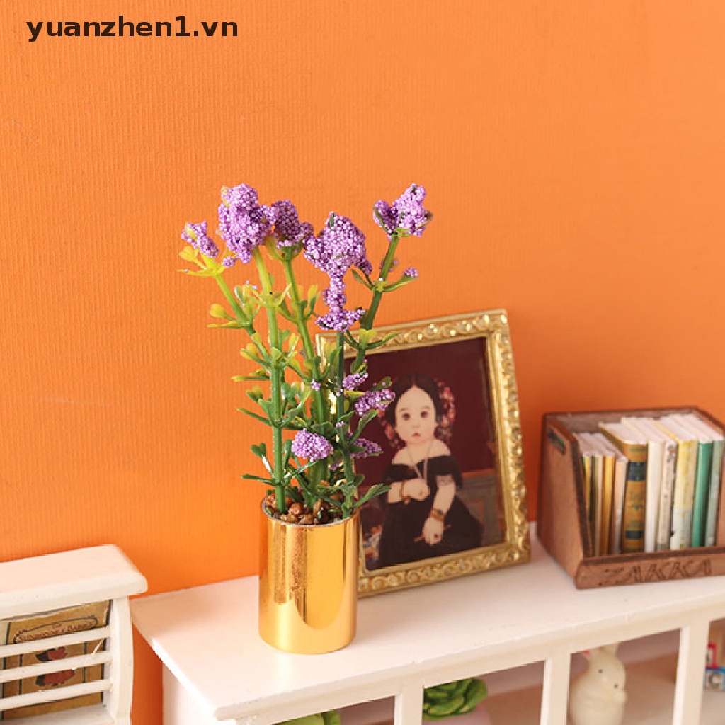 Chậu Hoa Tím Tỷ Lệ 1: 12 Dùng Trang Trí Nhà Búp Bê