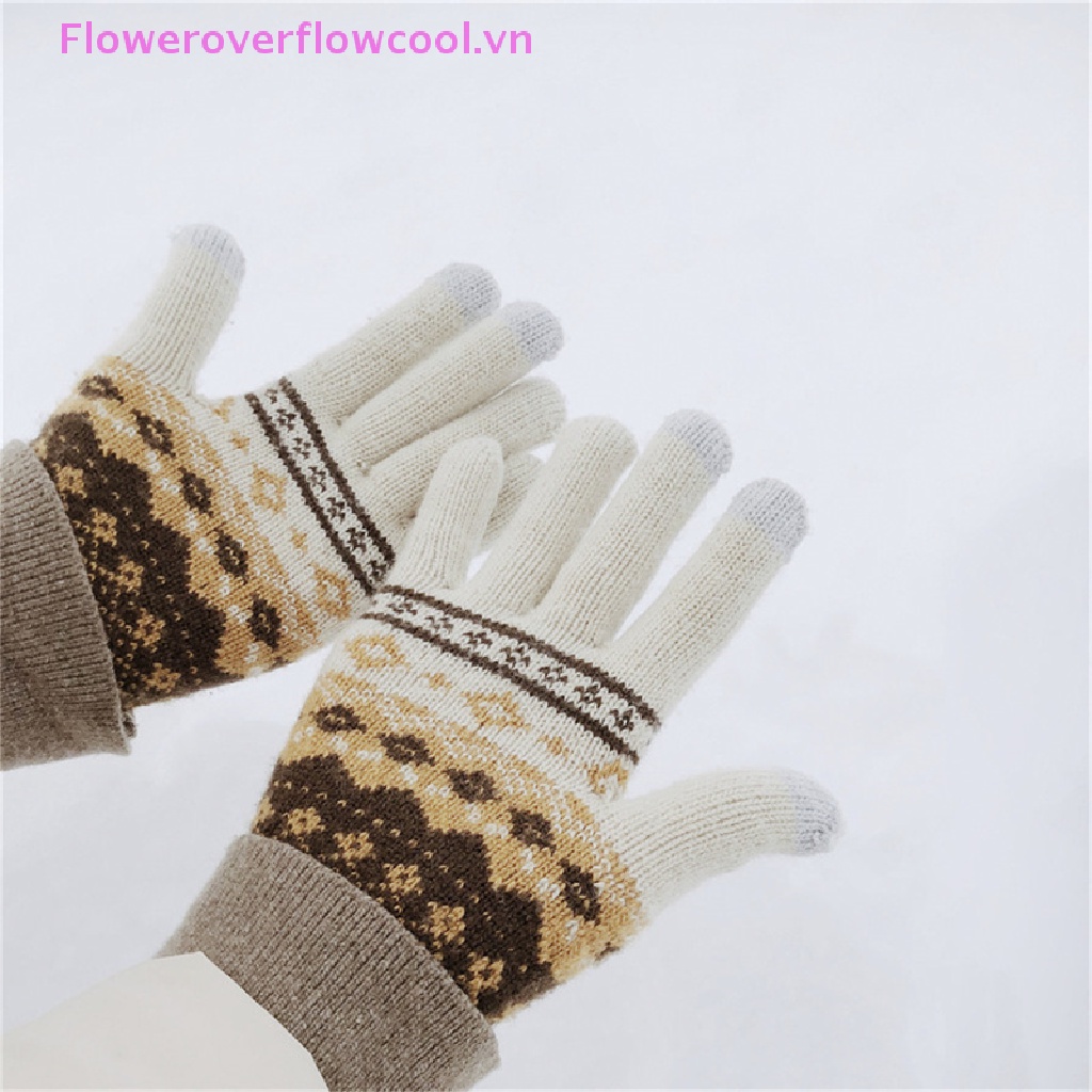 Đôi Găng Tay Len Hở Ngón Giữ Ấm Có Thể Chạm Màn Hình Cảm Ứng Thời Trang
