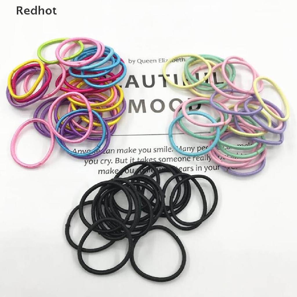 &lt; Redhot &gt; Set 100 Dây Buộc Tóc Nylon Co Giãn Nhiều Màu Sắc Cho Bé Gái Đang Giảm Giá