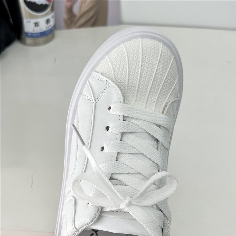 Ielgy Giày Thể Thao Da Đế Dày Màu Trắng Dễ Phối Đồ Thời Trang Cho Nữ