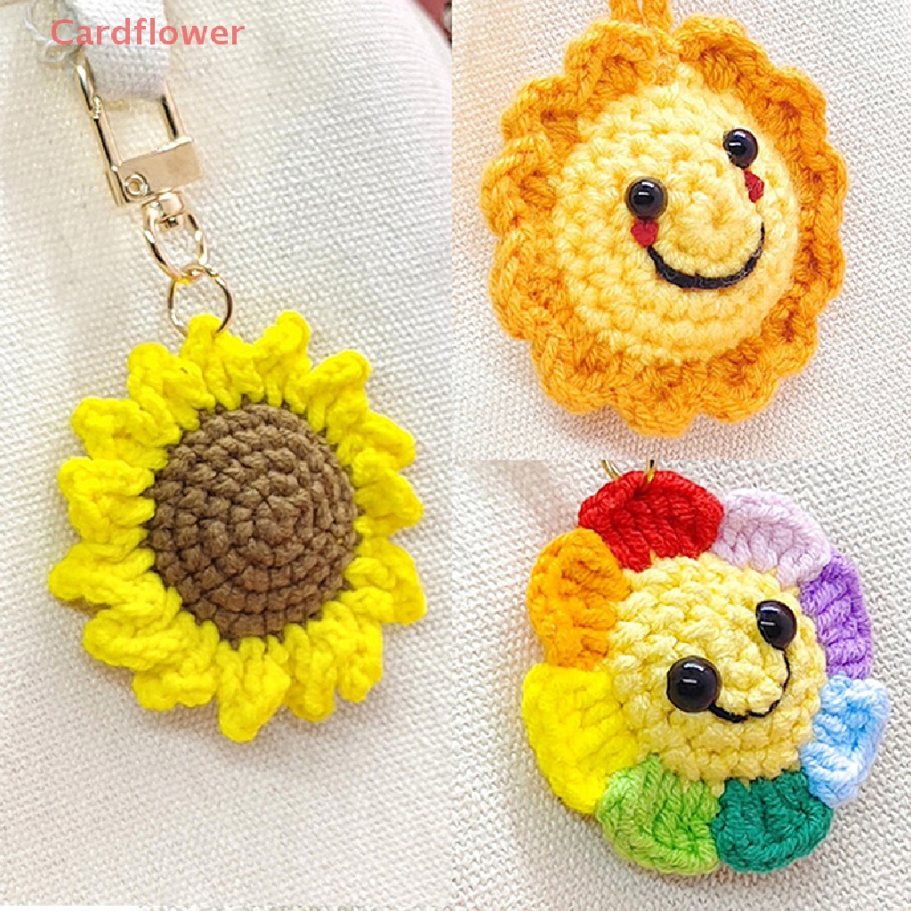 Móc Chìa Khóa Xe Hơi / Túi Xách Bằng Len Đan Hình Hoa Hướng Dương < Cardflower > Mới Cho Nam Và Nữ